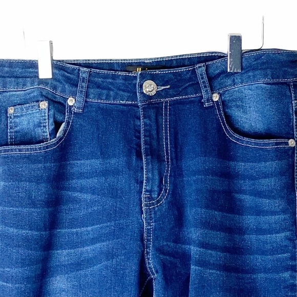 DKIN Blue Denim Embellished Pockets Jeans Size 10 - Picture 2 of 9